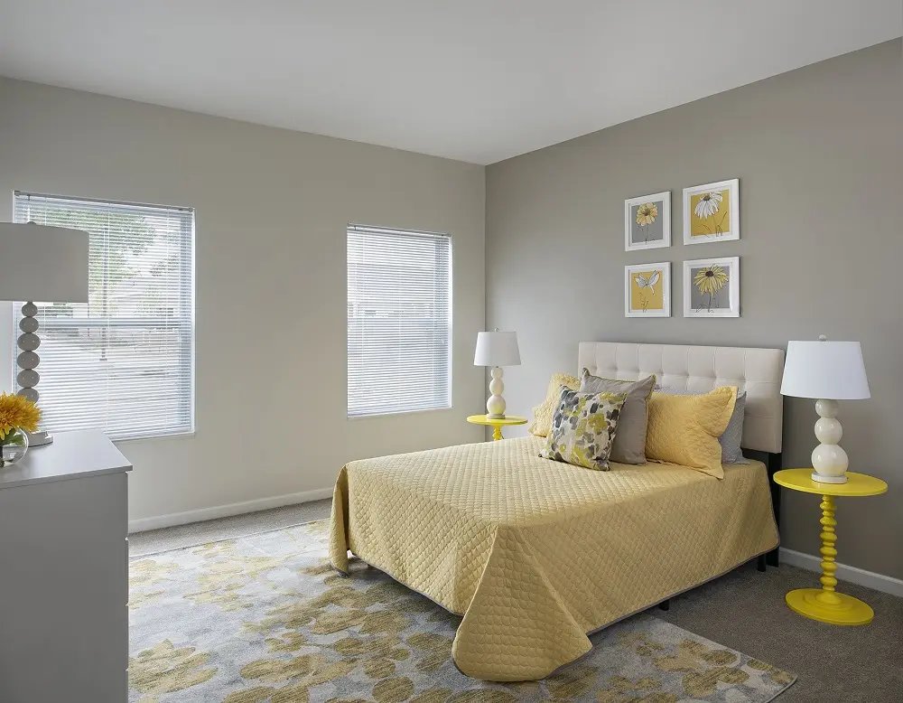 Bedroom of a senior apartment at American House East I Villas, an Independent senior living community in Roseville, Michigan